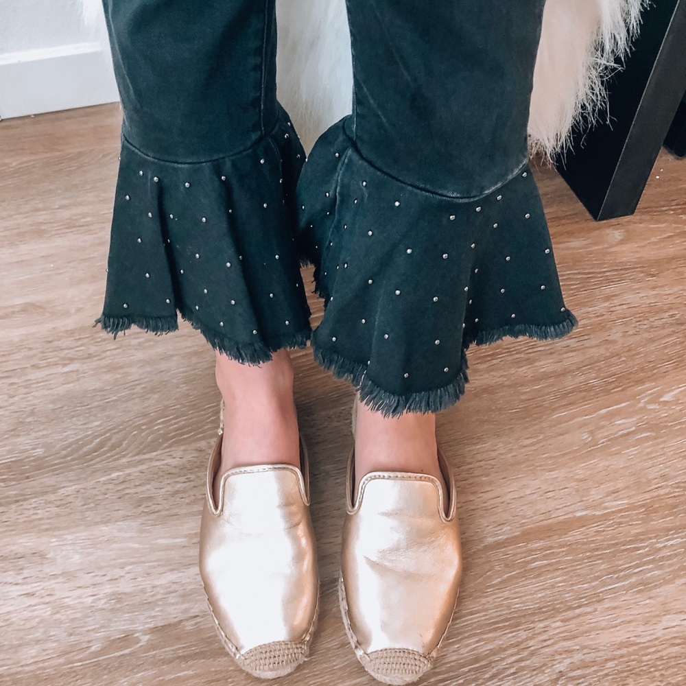 Black detailed Flare Jeans